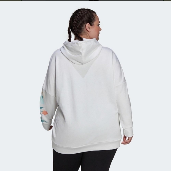 Adidas Women's Plus Size Floral Graphic Hoodie HB4572 White 3x NEW NWT - Picture 3 of 16